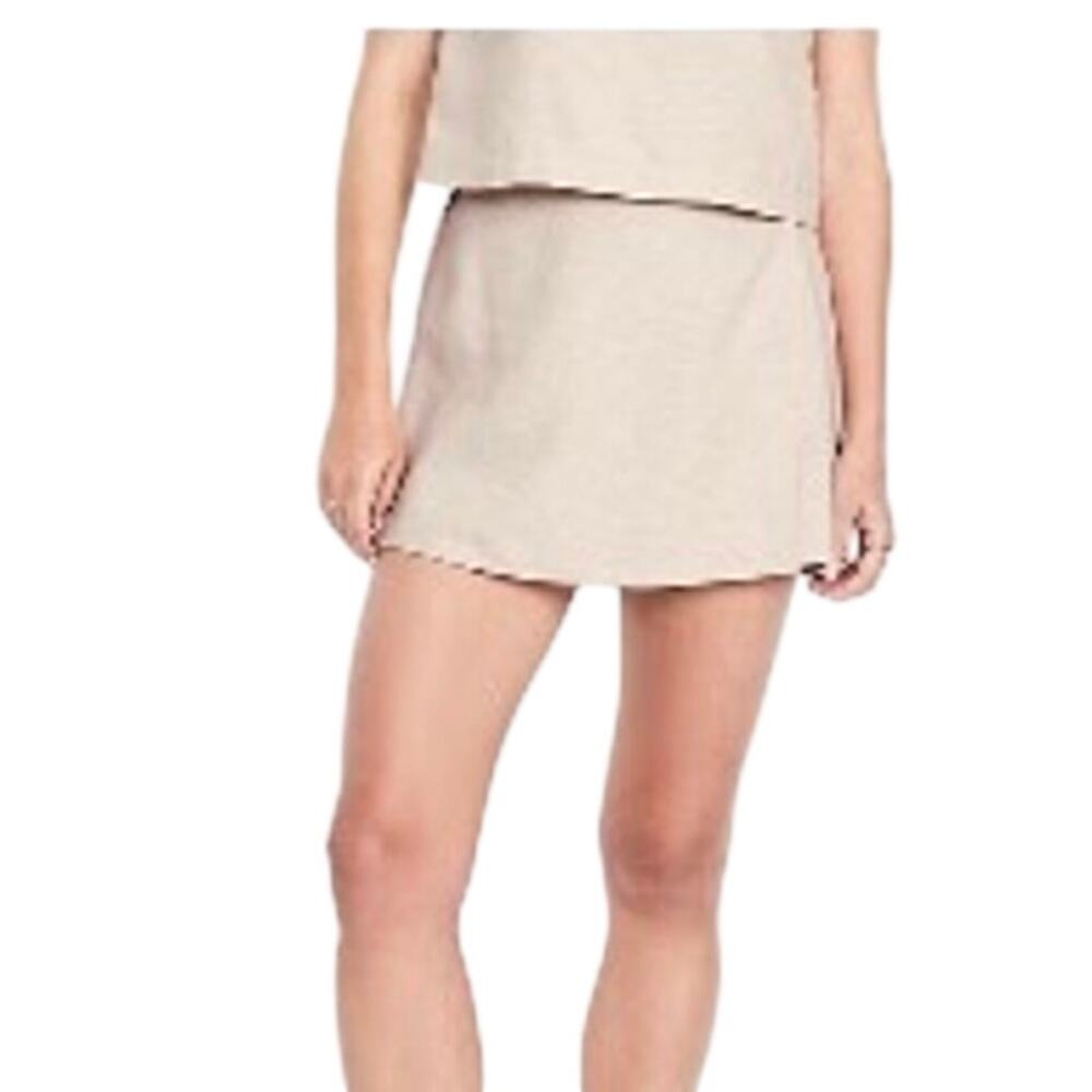 Old Navy High-Waisted Faux-Wrap Linen Mini Skort Neutral Plus XXL Tall NWT